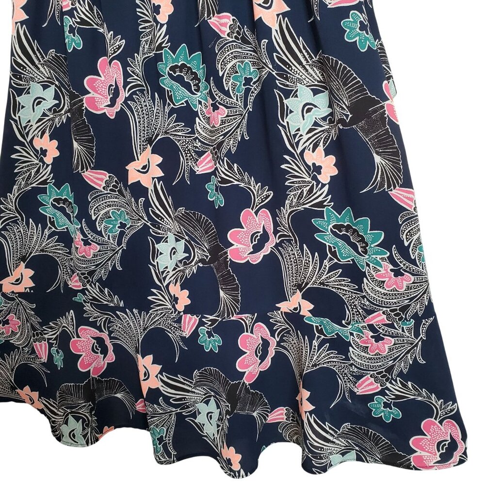 Banana Republic Size 12 Dress Ruffle Hem Floral Kimono Sleeve Country Cottage - Picture 7 of 9